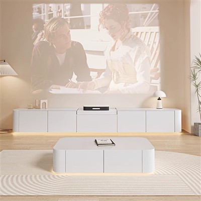 خزانة تلفزيون ليزر بيضاء